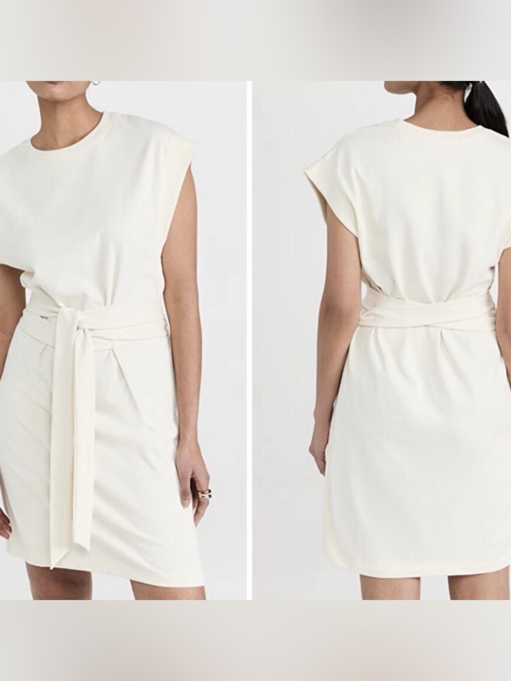 Closet Cream Sleeveless Belted Shift Dress